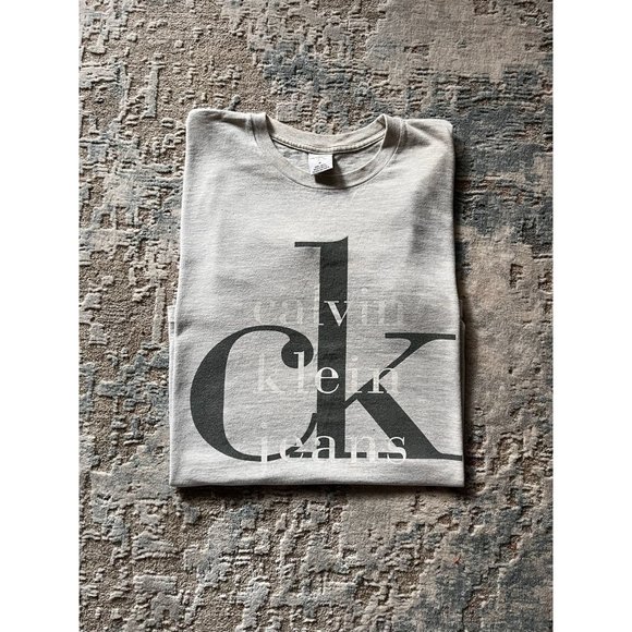 CALVIN KLEIN JEANS VINTAGE MENS LOGO T SHIRT SIZE M GREY WHITE BLACK 90S Y2K - Picture 3 of 4